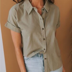 NWOT One Loved Babe Cotton Blend Button Down
